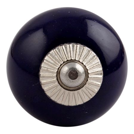 Navy Blue Silver Fitting Ceramic Knob